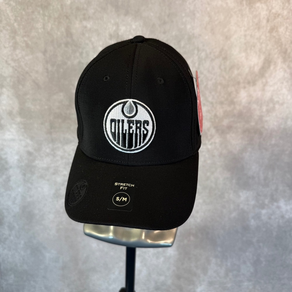 Edmonton Oilers NHL American Needle Hat Mens S/M Black Stretch Fit Cap Fan Gear